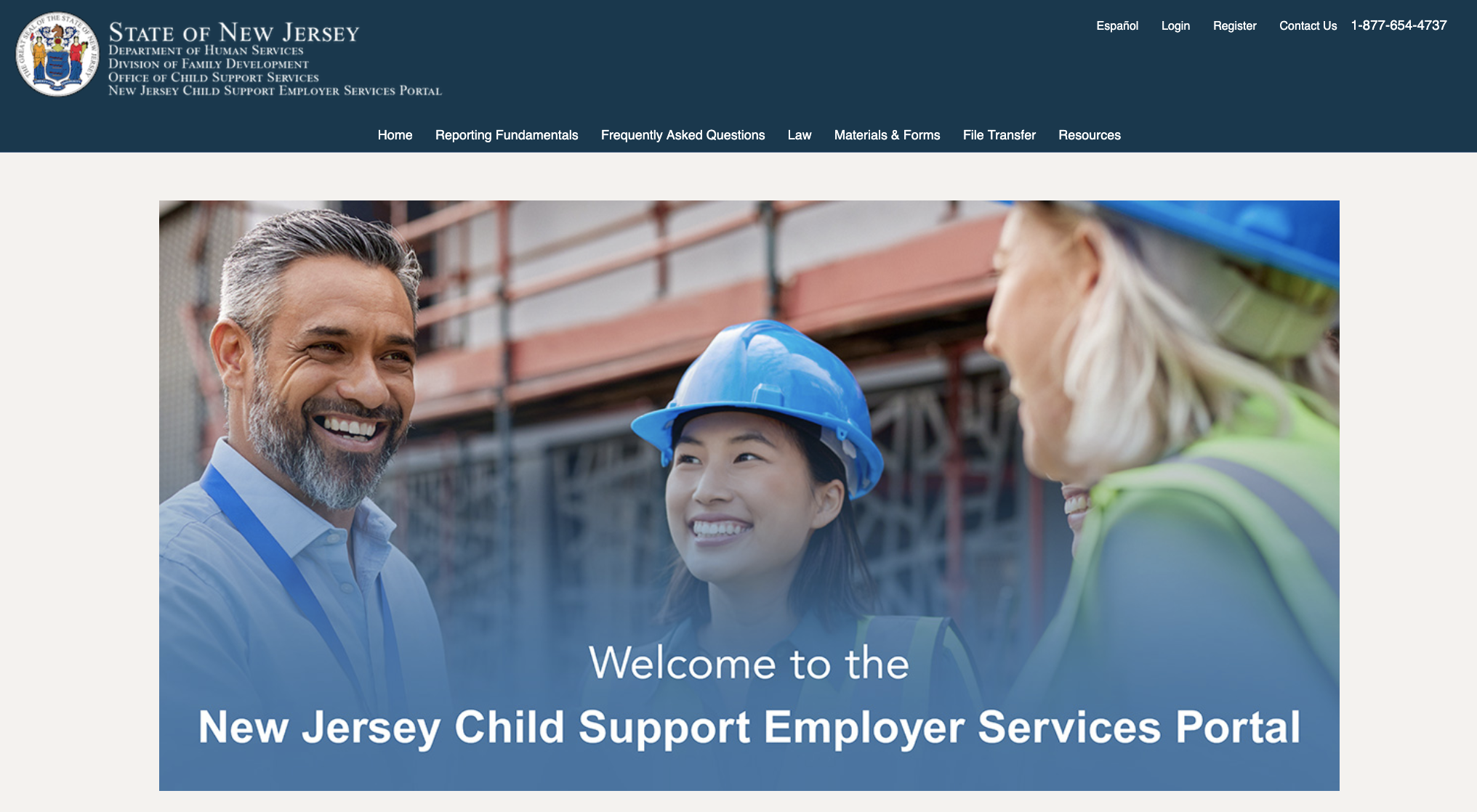 Home page with Register button